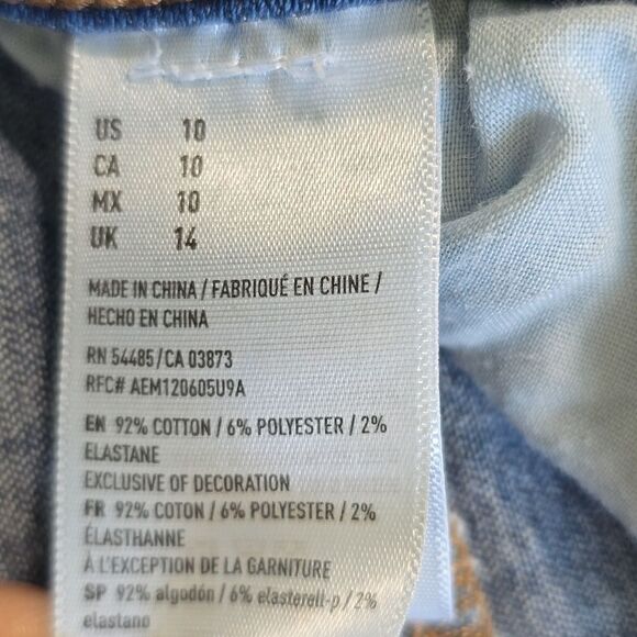 American Eagle Hi Rise Shortie Super Stretch Distressed Jean Shorts - Size 10 - Picture 6 of 12